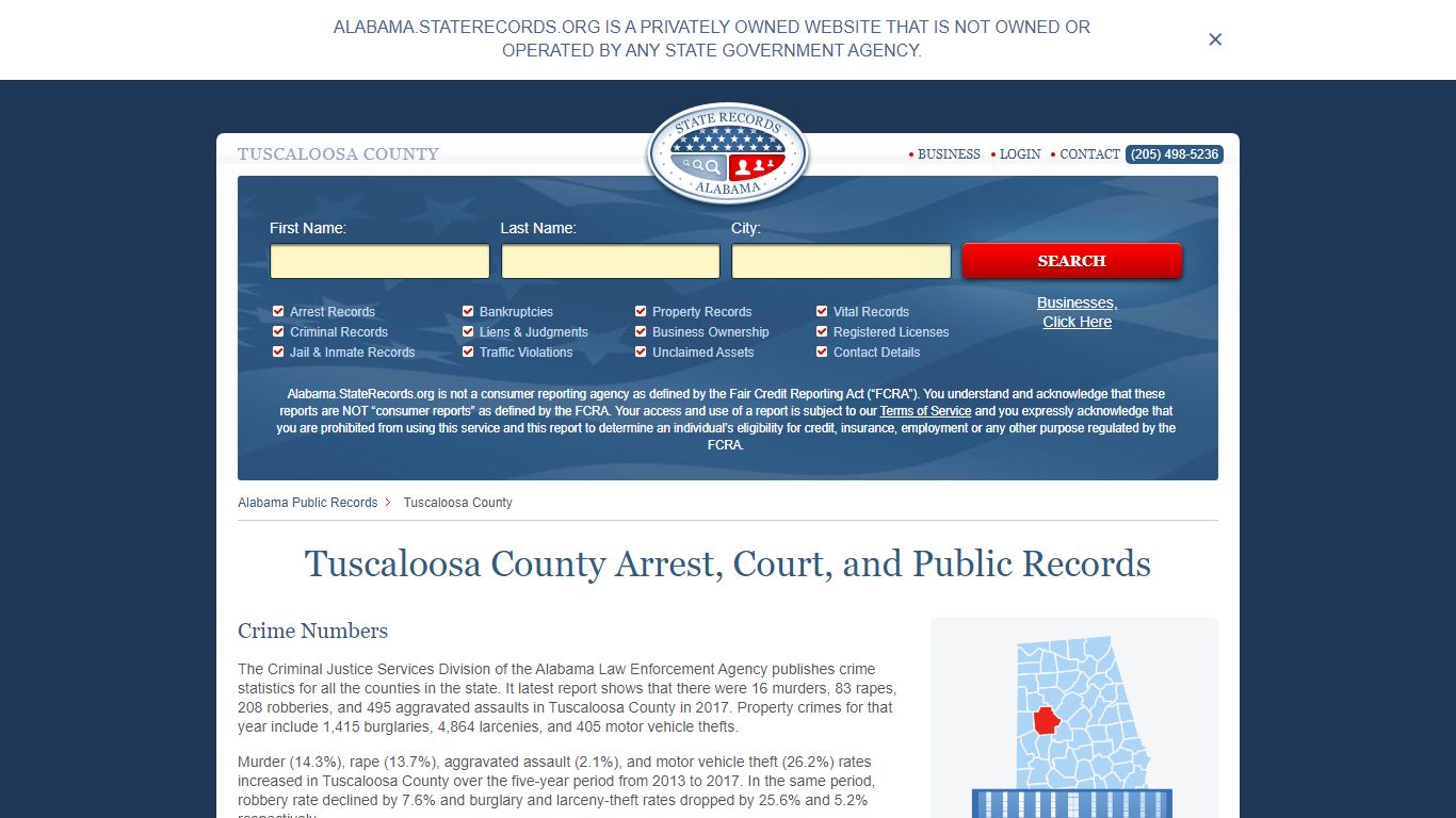 Tuscaloosa County Arrest, Court, and Public Records