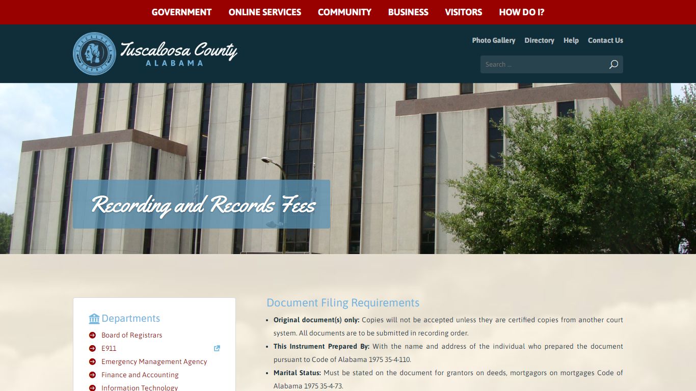 Recording and Records Fees - Tuscaloosa County Alabama